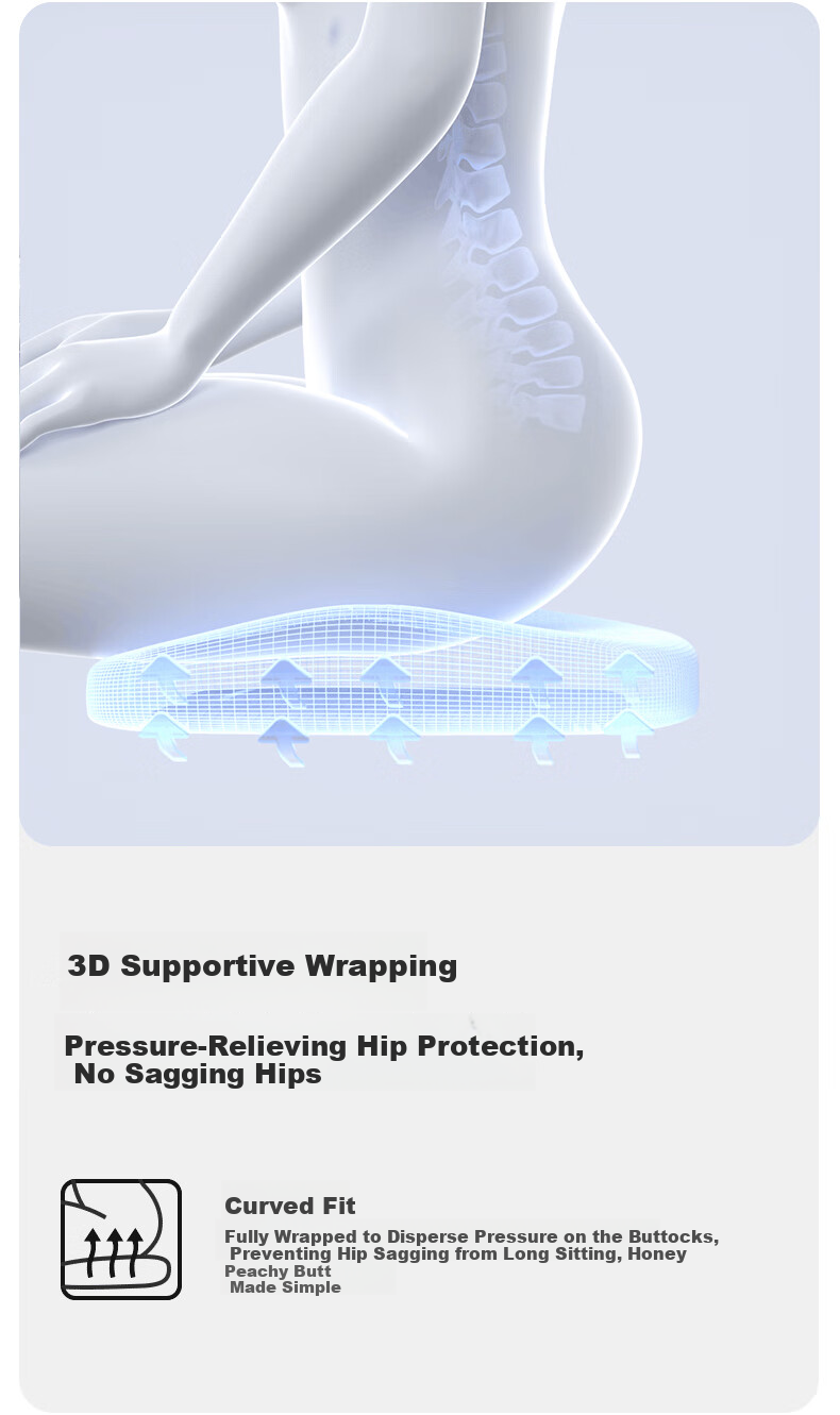 Howtreats Chair Cushion, Office Lumbar Support Pad, Long-Sitting Aid, Ergonomic Seat Cushion for Workstation, Anti-Bottom Pain Pad 8