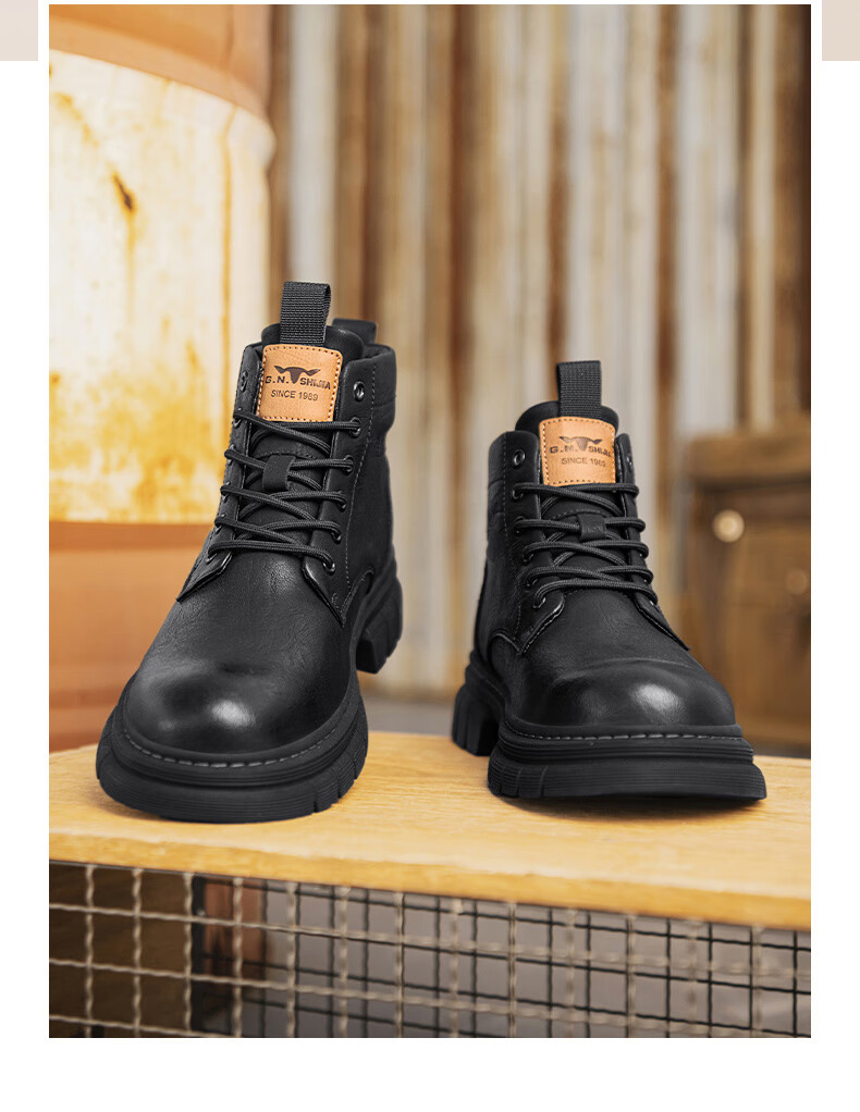 Bull Family Men's Shoes Spring Autumn New British Style Martin Boots Fashion Trendy Men's Work Boots Versatile Durable Shoes 19