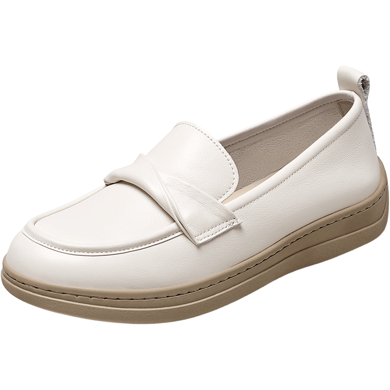 Eierkang Women's Loafers Soft Sole Autumn Mom Shoes Flat Single Shoes Nurse Shoes 26459W Off-White 37