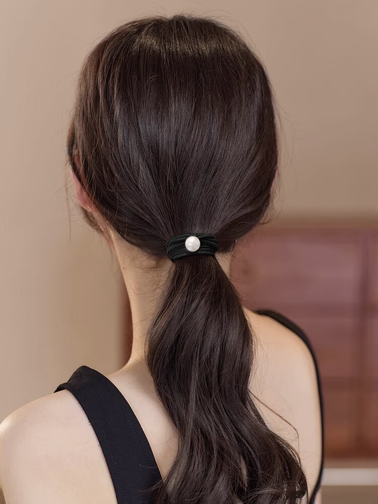 Xiangwan Hair Ties, 6 Pack, Versatile Elastic Hair Bands for Commuting, High Elasticity Beaded Hair Bands, Hair Rings, Rubber Bands, Invisible Hair Ties 1