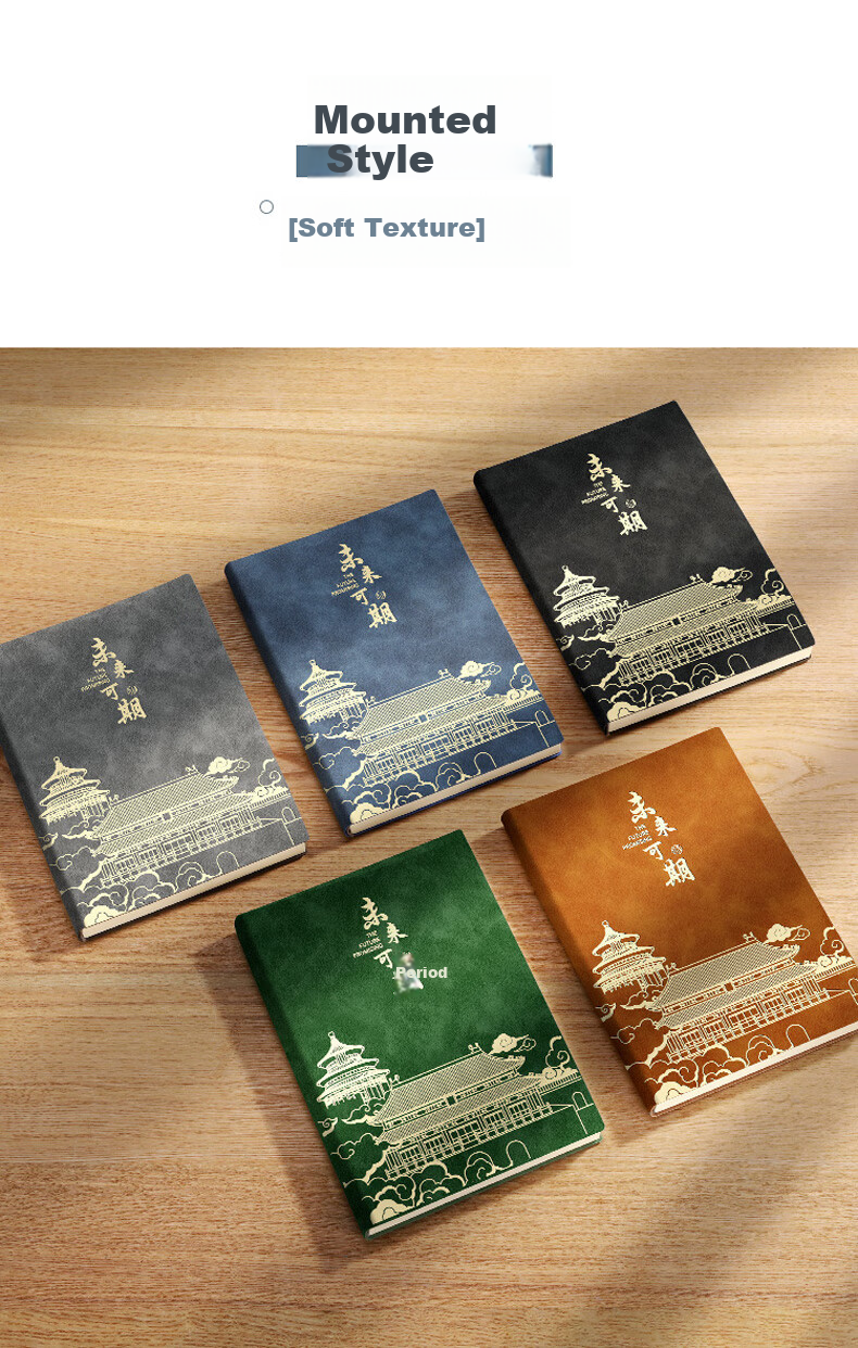 Ujia Guochao A5 Thickened Business Notebook Gift Box Set High-Value Birthday Journal Teacher's Day Gift Customizable Blue 3