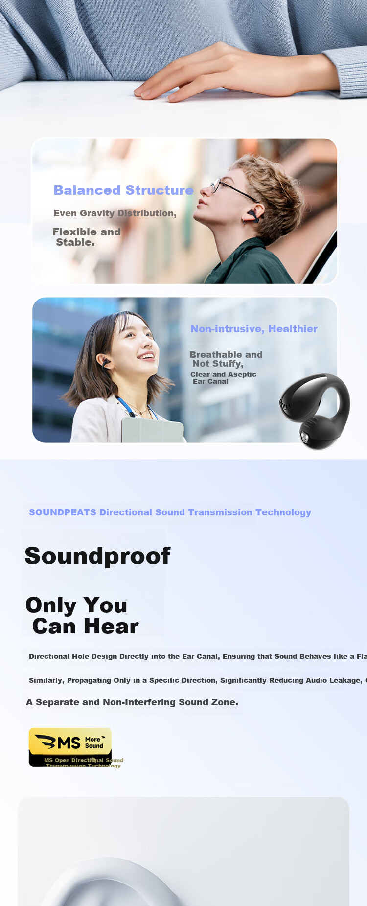 SoundPEATS Peat CC Pro Wireless Ear Clip Bluetooth Headphones, Open-Style Quick Charging, Dual Magnetic Custom Large Dynamic Driver, Cloud Comfortable Wear, Sports Bluetooth Headphones Gift, Beige 10