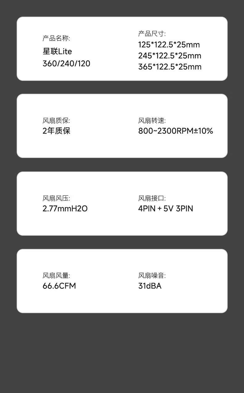 Conglinbao Xinglian Fan Lite 120, Integrated Building Block Fan, Straight Blade 12cm Aluminum, Light Synchronization PWM Speed Control, White Case Fan, ARGB Desktop Computer Quiet Fa 2