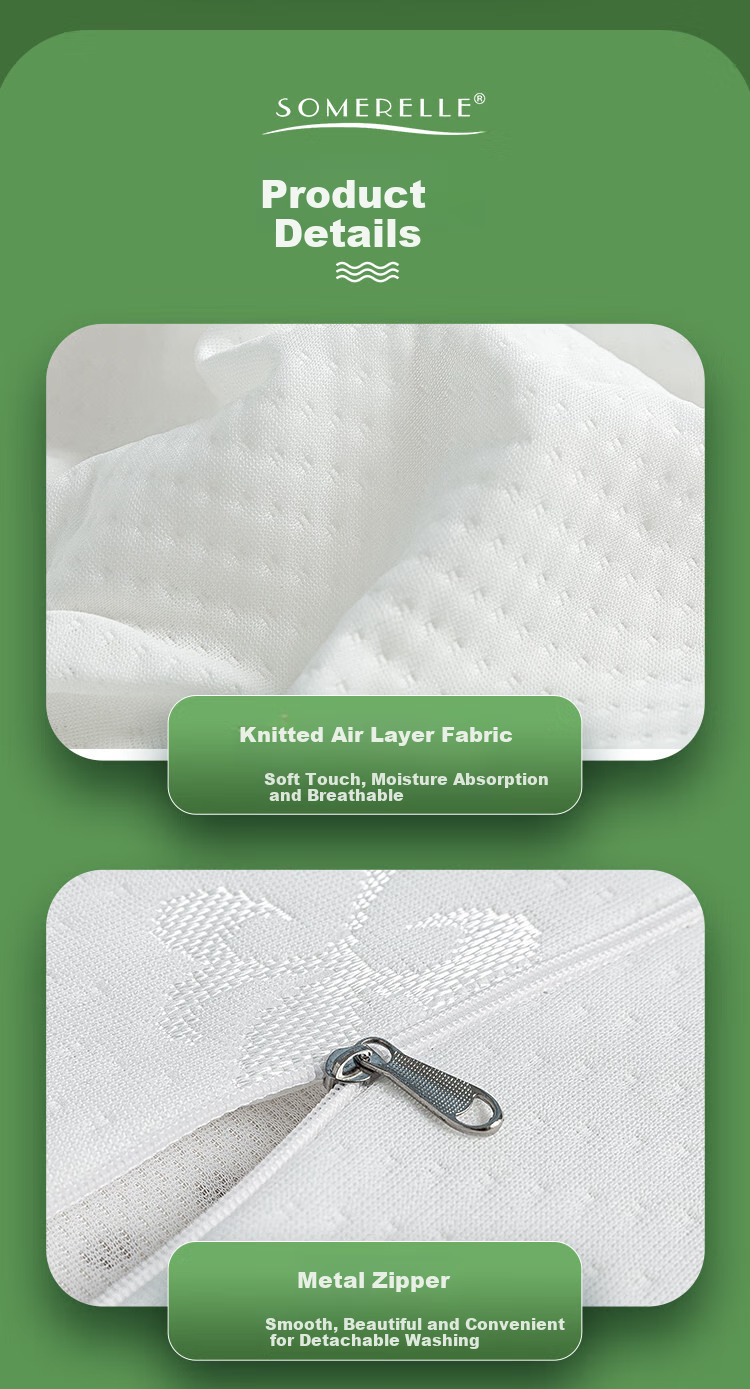 SOMERELLE Latex Pillow, 93% Imported Natural Latex from Thailand, Deep Sleep Pillow Core, Wave-Shaped High Pillow 6
