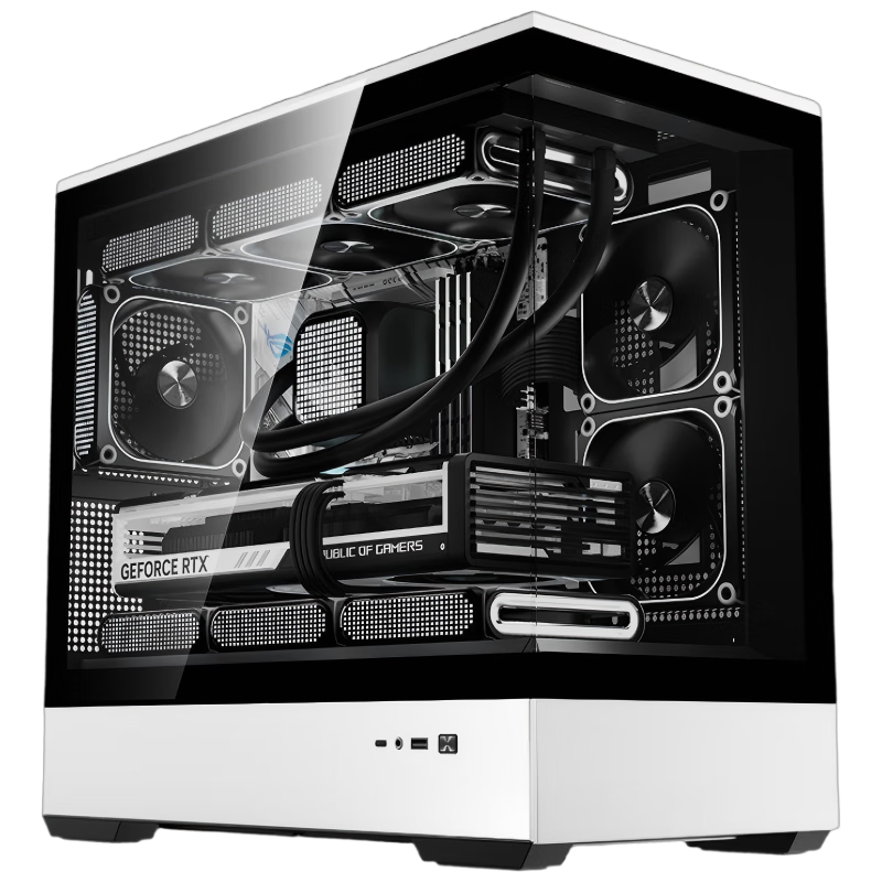 Aigo Starry Sky Panda Color Gaming Desktop Computer Case, Supports 360mm Water Cooling, M-ATX Motherboard, Four-Sided Quick Release, 270° Panoramic View, Compatible with 5090 Graphics Card
