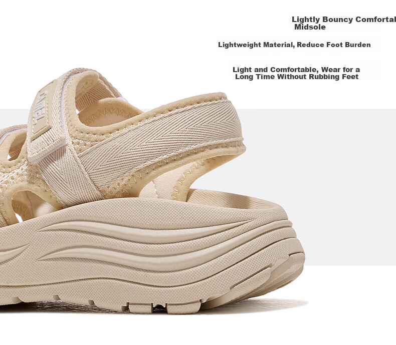CAMEL Wave Sports Sandals for Women, Breathable Thick-Soled Velcro Beach Shoes X25B16L2039 Milk White/Purple 36 10