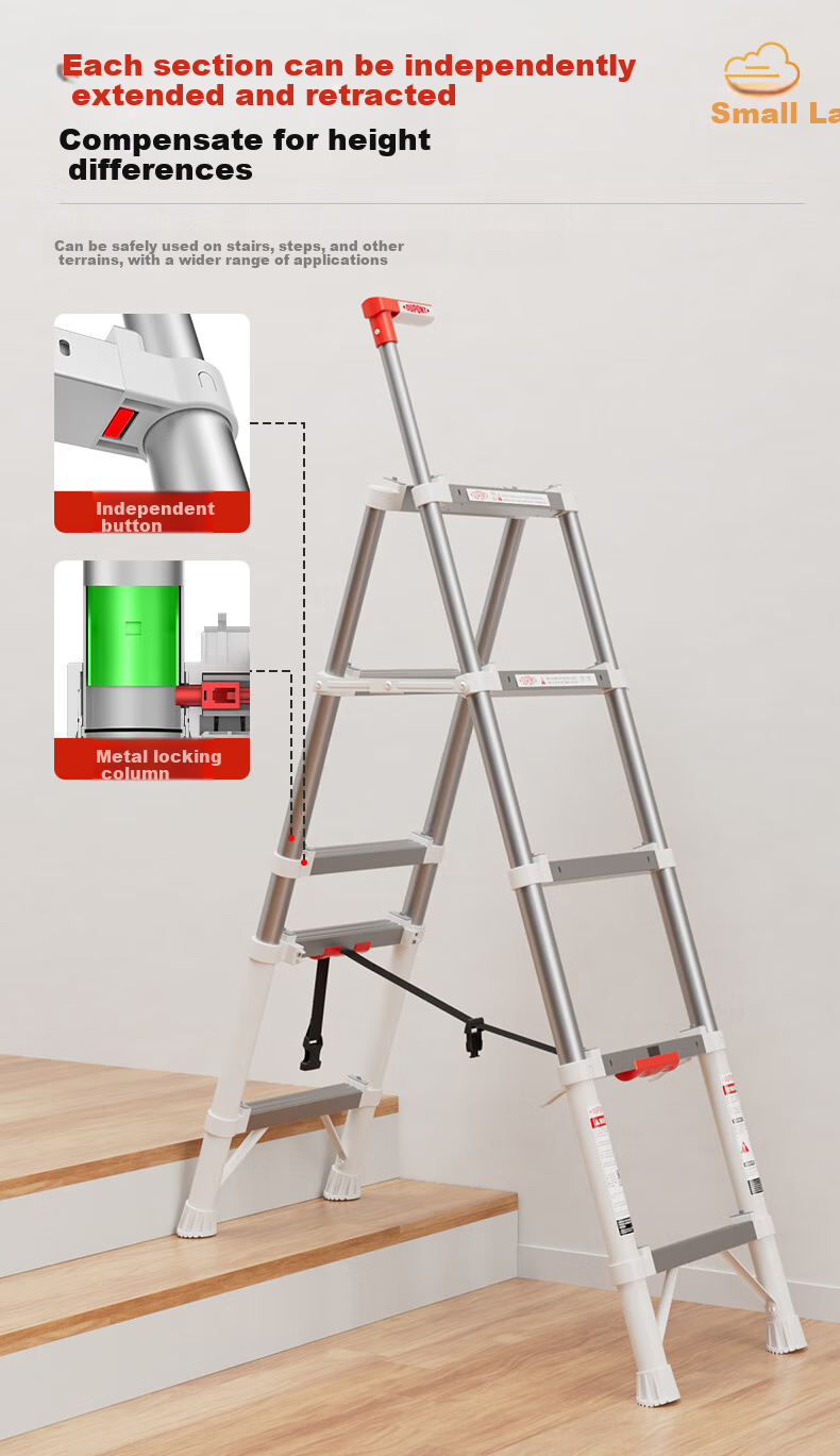 DU PONT [Naianxiaoyun Ladder] Folding A-Frame Ladder for Home Use, Indoor Telescopic Ladder, Multi-Functional Climbing Ladder, 5 Steps 8
