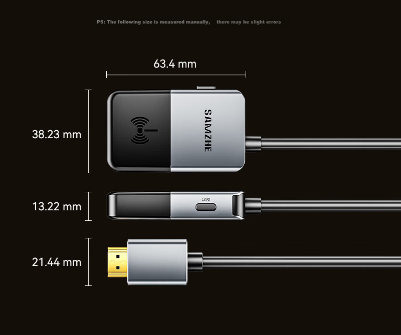SAMZHE HDMI Wireless Screen Mirroring Device, High-Definition Conference Sharing Device, Compatible with Laptops And Desktop Computers, for Connecting to TVs, Monitors, And Projectors, Point-To 50-Meter Transmission Device WP402 18