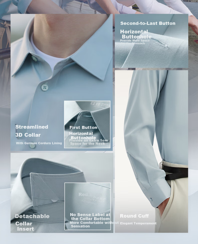 Hodo [Light Cloud Shirt] Modal Silk Blouse, Men's Long-Sleeve Casual Shirt, Wrinkle-Free Dress Shirt 11