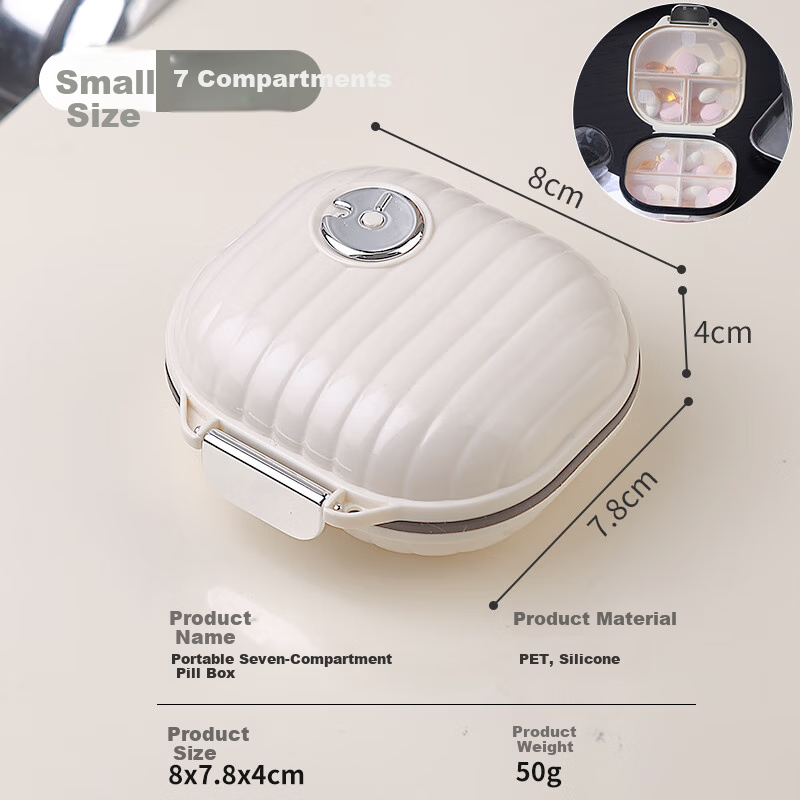 Daisy Leaf Portable Pill Organizer Box, Weekly Seven-Day Pill Reminder Dispenser for Elderly Medicatio