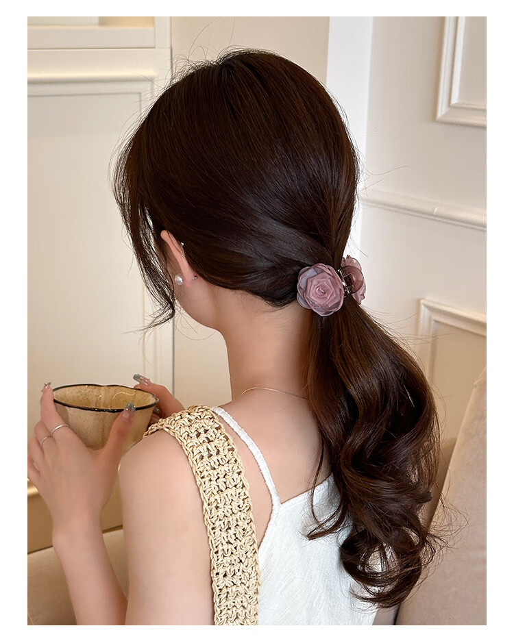 CHIMERA Double-Sided Flower Half-Up Medium Hair Claw Clip for Women Lightweight Shark Jaw Hair Clip Birthday Gift 4