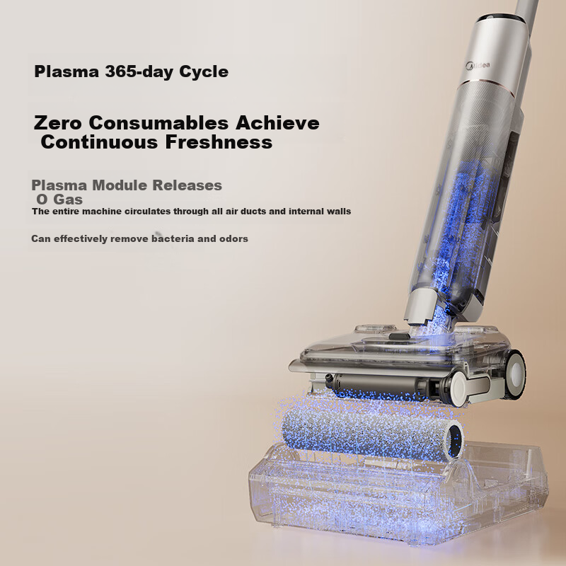 Midea S60Ultra Odorless Floor Scrubber [AI All-Direction Assistance, Smart Liquid Dispensing, Light Dust Detection] Integrated Automatic Cleaning for Mopping And Vacuuming, Top-Of Machine