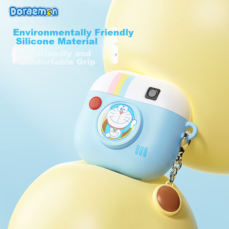 Чехол для наушников ROCK Doraemon для Apple AirPods 4, силиконовый, защитный, противоударный, с принтом "Ретро камера"