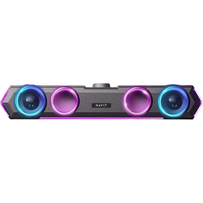 Компьютерная акустика Havit M19, Bluetooth 5.3, USB, RGB подсветка, 2.0, черный