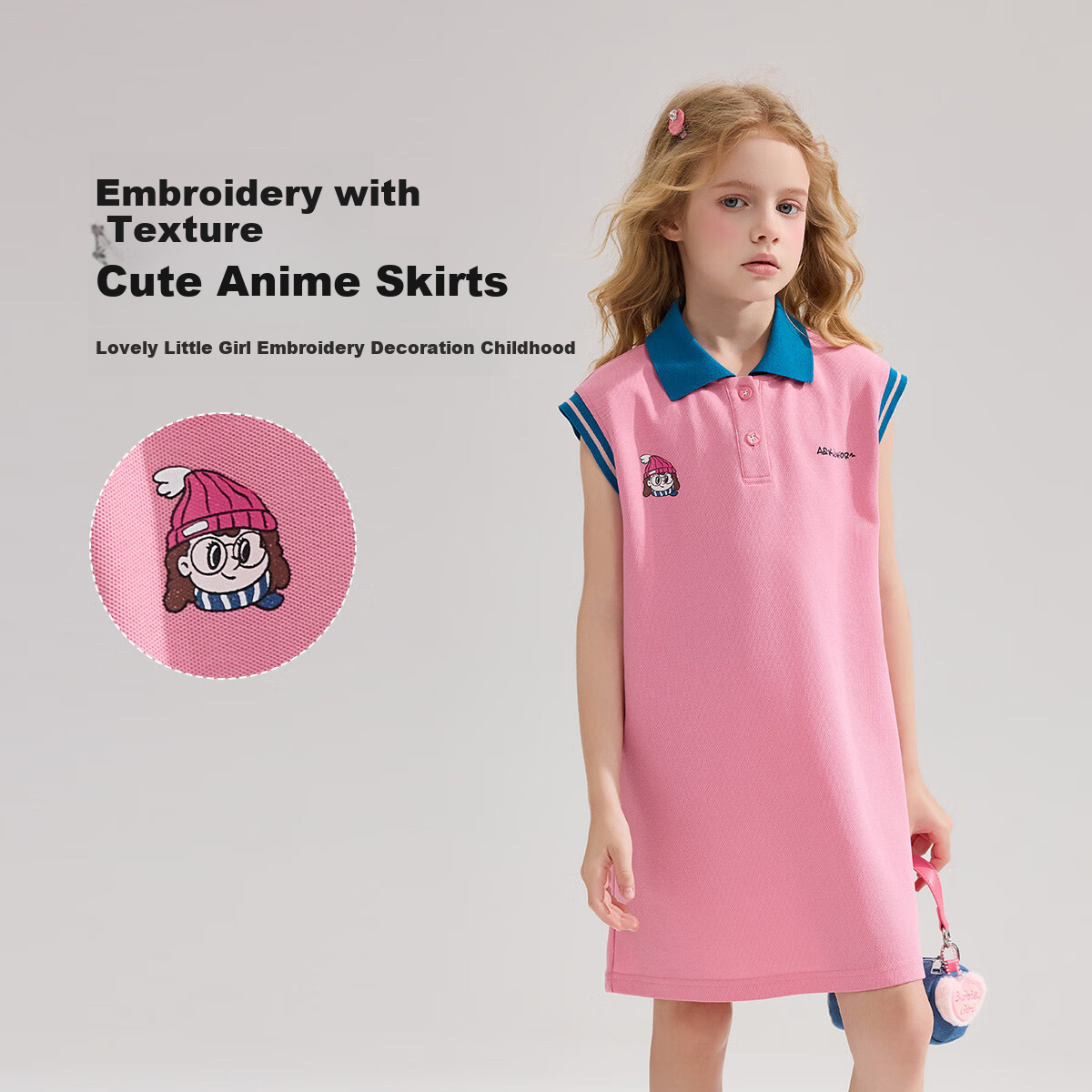ASK JUNIOR Children's Summer Dress, Sleeveless POLO Collar Dress, T-Shirt Dress for Girls 3