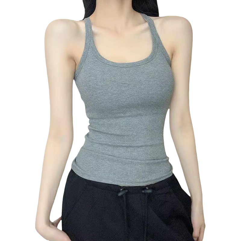LangSha American Style Spicy Girl Padded U-Neck Halter Slim Fit Back Tank Top 2025 New Women