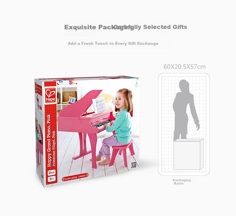 Hape (Germany), Children's Early Education Enlightenment Musical Piano Toy, 30-Key Mechanical Piano, Pink, Gift for Girls, E0319 6