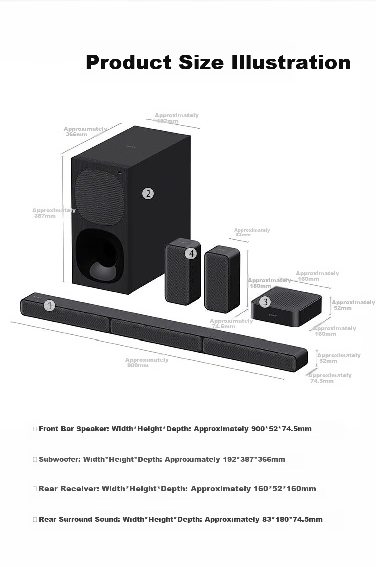 SONY HT-S40R 5.1 Physical Surround Sound Channel Dolby Audio Wireless Rear Surround Soundbar Home Theater TV Speaker Bluetooth 10