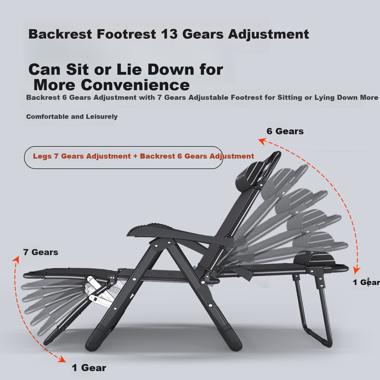 OKeefe Folding Bed, Lounge Chair, Office Nap Bed, Single Bed, Nap Chair, Accompanying Care Bed, Folding Chair, Camp Bed, 13 Adjustable Levels