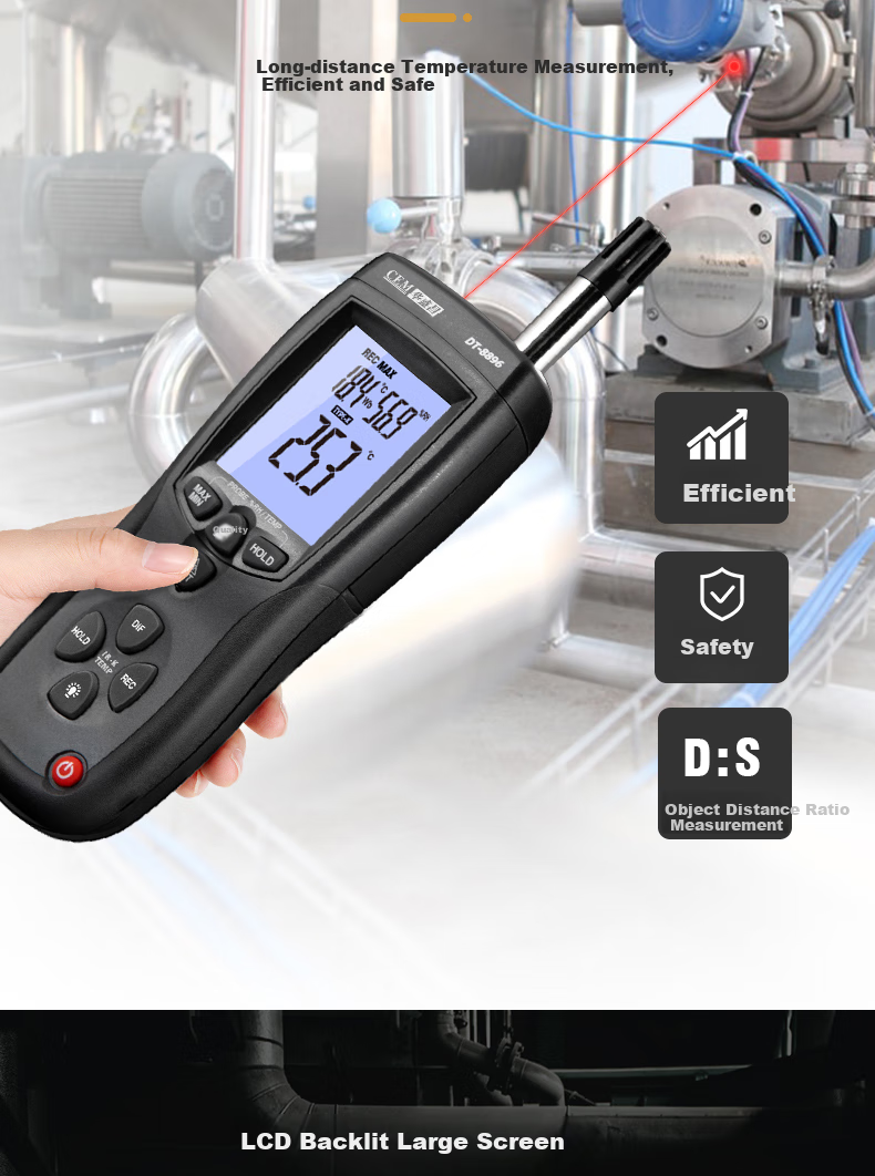 CEM DT-8896 High-Precision Industrial Professional Temperature And Humidity Detector, Environmental Air Temperature And Humidity Meter, Measuring Instrument 5