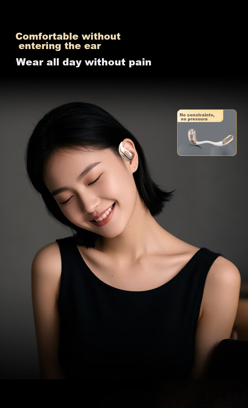 D.ROB D.ROBAI Conference Headphones, Bone Conduction Concept, Over-Ear Wireless Bluetooth Earphones, Noise Reduction, Real-Time Recording, Simultaneous Interpretation, Compatible with Huawei, Apple, Huawei Xiaomi K69, Beige Color 6