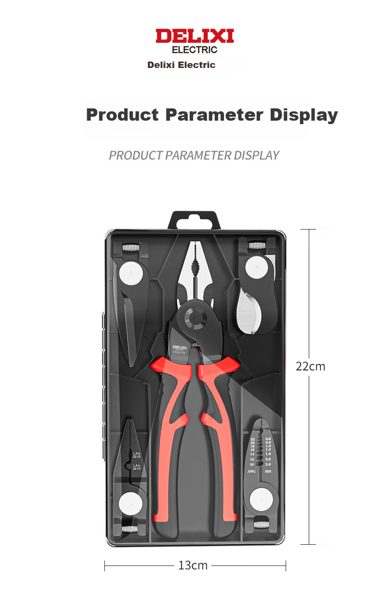 DELIXI Multi-Functional Pliers Set: Wire Cutters, Cable Strippers, Electrician's Pliers, Line Cutters, And Wire Crimpers 12