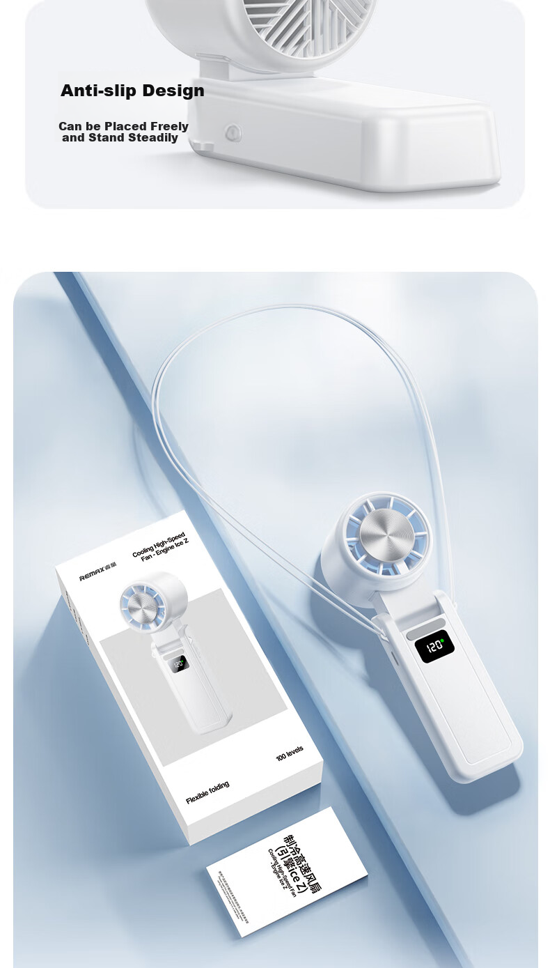 Azeada Handheld Foldable USB Fan, Desktop Neck-Hanging Mini Semiconductor Cooling Ice Pack, Powerful Turbine Fan with Long Battery Life And Quiet Operation, Portable Gift 17