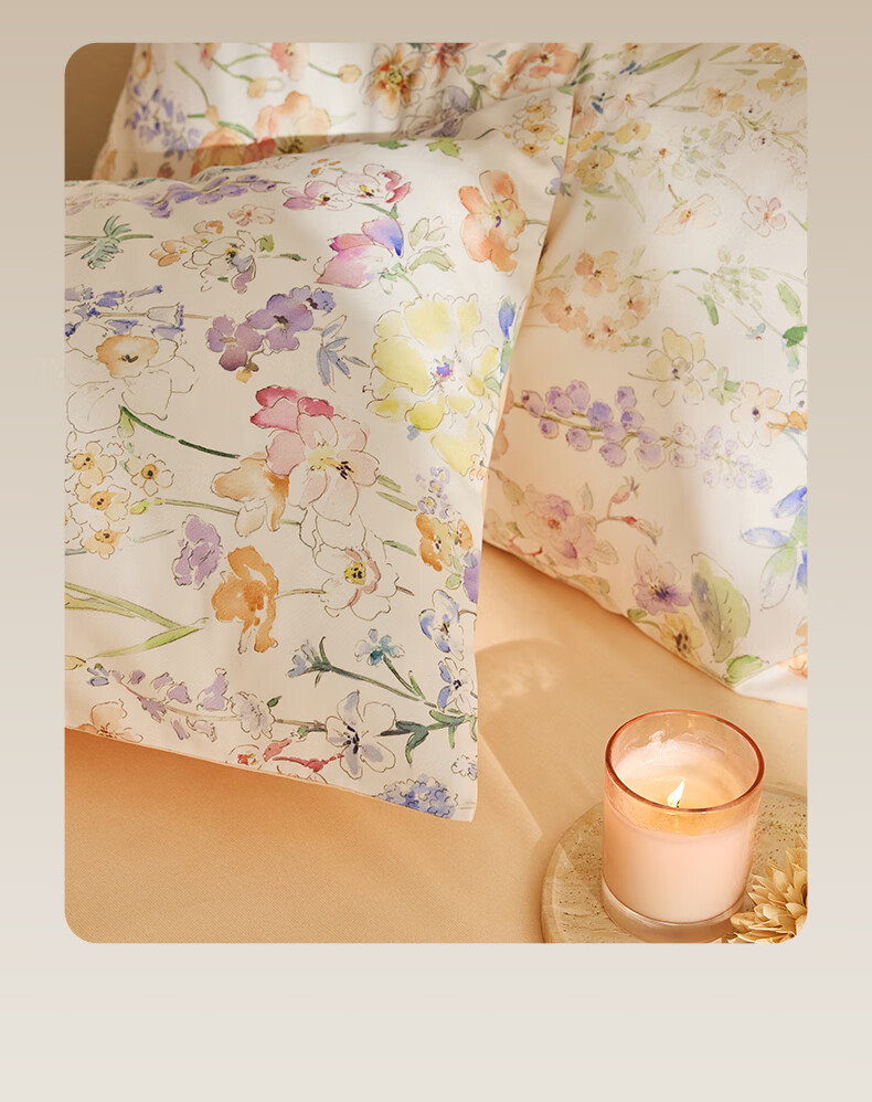 Luolai Home Textiles Cotton Thickened Brushed Four-Piece Set Winter Pure Cotton Duvet Cover Bed Sheet Bedding Orange 200*230cm 2
