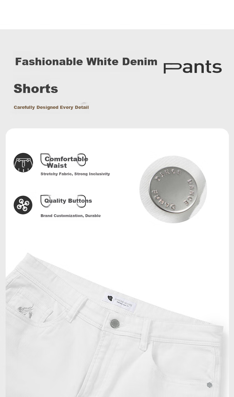 Dance with Wolves [Xinjiang Long Staple Cotton] Summer Vintage Washed Ripped Versatile Denim Shorts for Men 803 Off-White 36 2