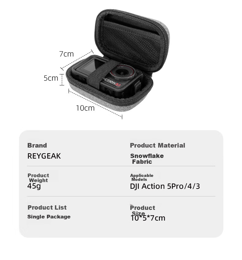 REYGEAK Compatible with DJI Action 5 Pro/6 Storage Bag, Portable Osmo Nano Action 4/3 Action Camera Backpack, Shooting Kit, Hard Shell Protective Accessory Box, Shockproof 14