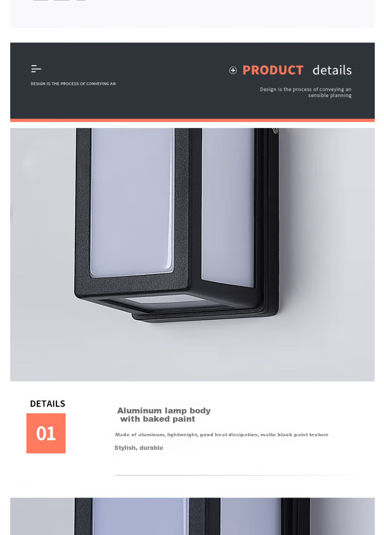 ZIDENG Outdoor Wall Light, Waterproof for Home Use, Suitable for Hallways, Stairs, Courtyard, Entrance, Modern And Simple Design, Balcony Lighting Fixture 13
