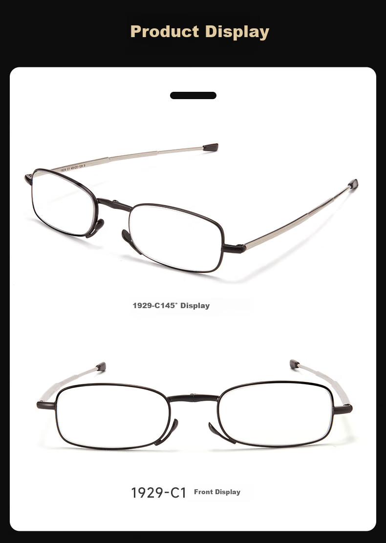 SHOWBIZS Reading Glasses with Blue Light Protection, Foldable And Extendable, Mini Reading Glasses for Men And Women, Presbyopia Glasses 1929 2