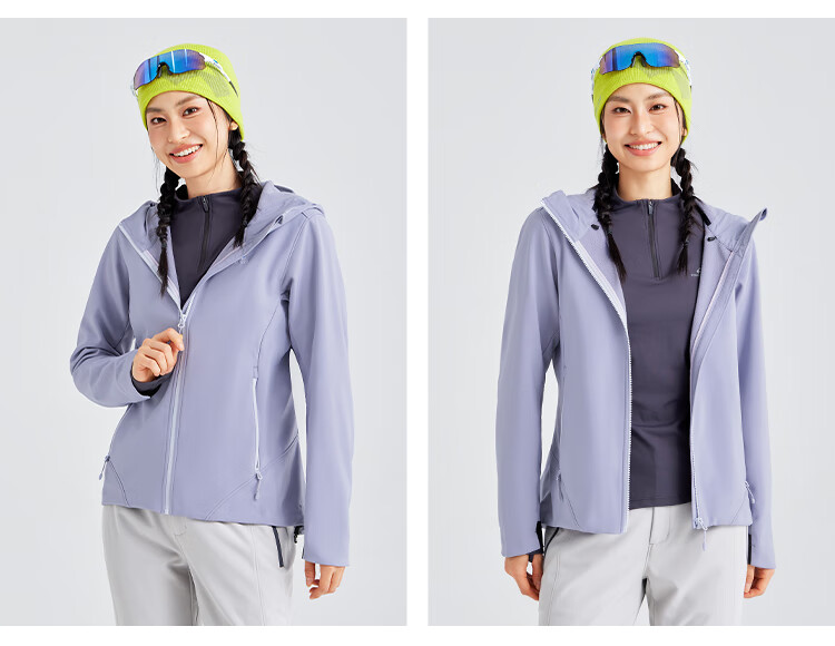 Toread Seals Women's Softshell Jacket Spring Outdoor Windproof Rainproof Fleece Warm Hiking Mountaineering Running Coat 5