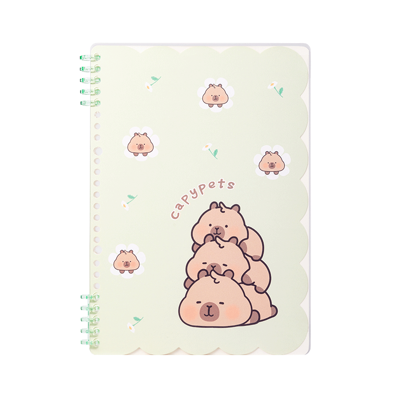 Deli Capybara Flip Cover Ring Binder Notebook Student Daily Journal B5/50 Sheets BL213 Green