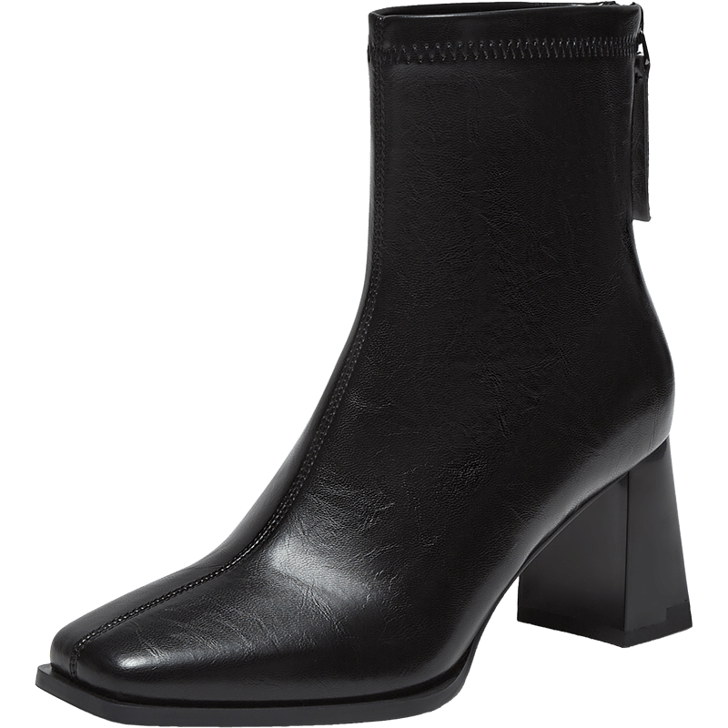 Basto 25 Winter Fashion Square Toe Chunky Heel Women's Mid Boots B2812DZ5 Black 37