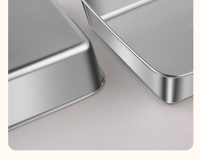 BJ 304 Extra Thick Stainless Steel Rectangular Tray, Serving Tray, Street Vending Tray, Cold Dish Tray, Barbecue Plate, Large Food Storage Container with Lid, Set of 3 19