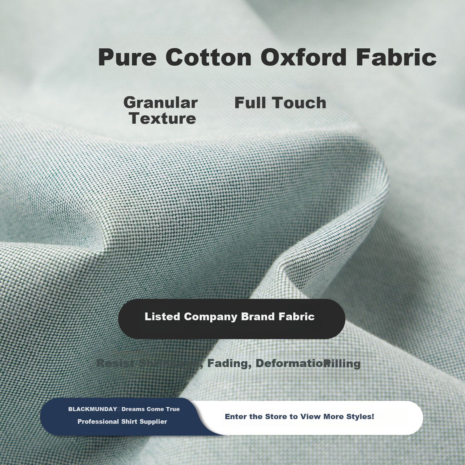 BLACKMONDAY Pure Cotton Oxford Long-Sleeve Shirt for Men, Wrinkle-Resistant, No-Iron, Solid Color Business Casual Dress Shirt