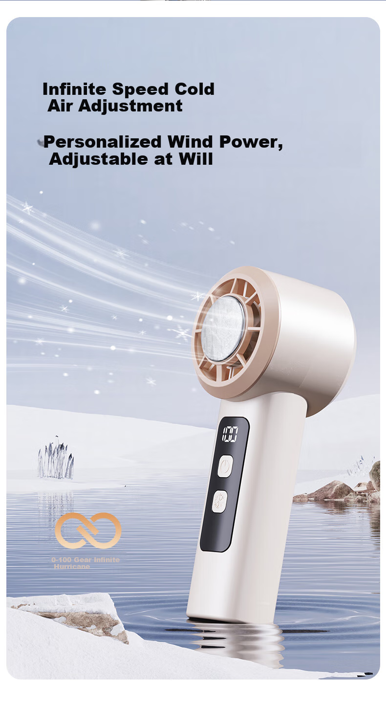 Kumeng [Ice-Cold Wind] Handheld Mini Fan Cooling Air Conditioner Portable Quiet Turbo Fan USB Rechargeable Fan with Long Battery Life for Students 1