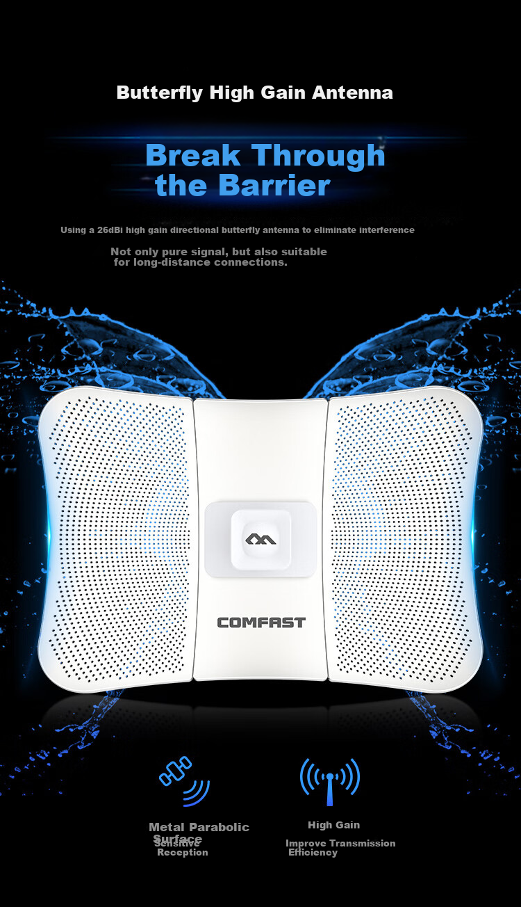 COMFAST Outdoor 11km Long-Range Transmission Bridge, 900Mbps 5.8G Anti-Interference CPE, Elevator Monitoring Transmission, Wireless WiFi Bridge, Outdoor AP Waterproof And Dustproof CF-E319A 5