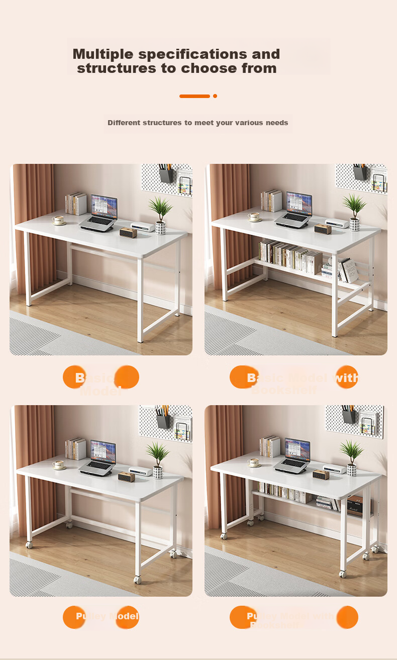 Jingzhihongwei Folding Computer Desk, Bedroom Home Desktop, Student Writing Desk, Simple Modern Writing Table, Mobile Work Office Desk 13