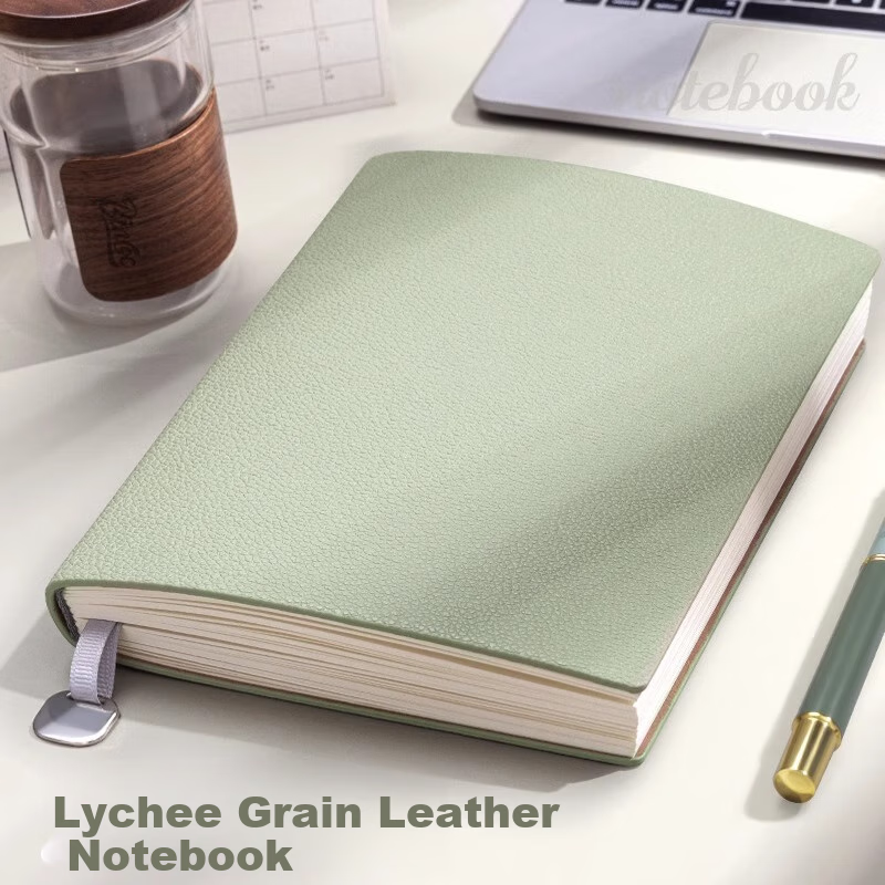 Sijinianhua A5 Notebook, Thickened, Soft Cover, Business Style, Simple And Minimalist, Instagram-Inspired, Student Meeting Record Book, Wholesale, Postgraduate Exam Diary, Extra Thick Leather Cover, A5·Misty Brown·1 Book 1