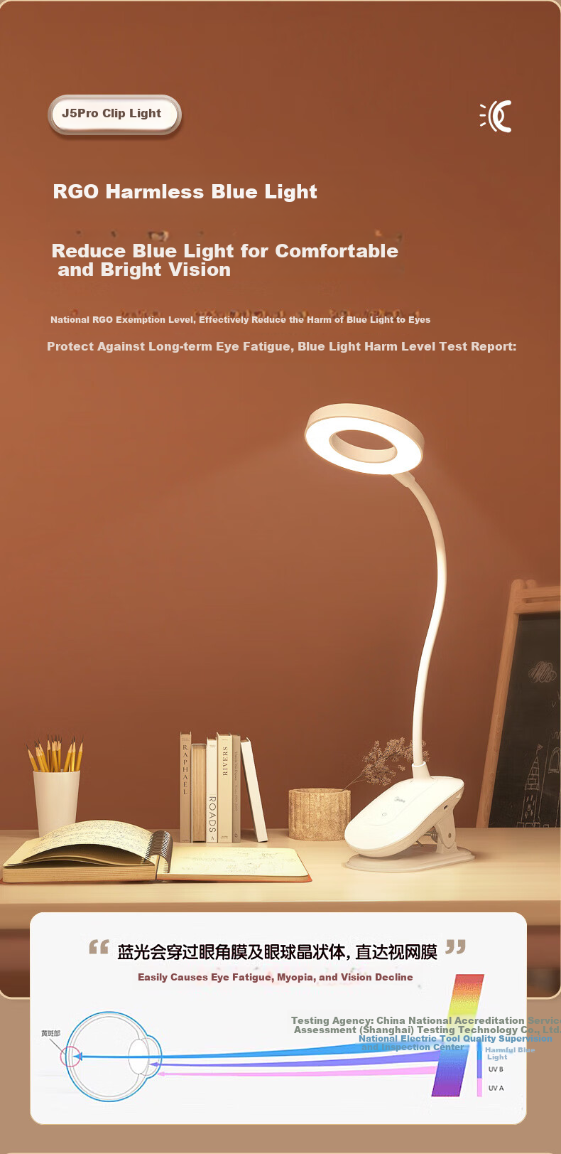 Midea Rechargeable Small Desk Lamp for Home, Student Study, Reading, Dormitory, Clip-On Bedside Lamp 10