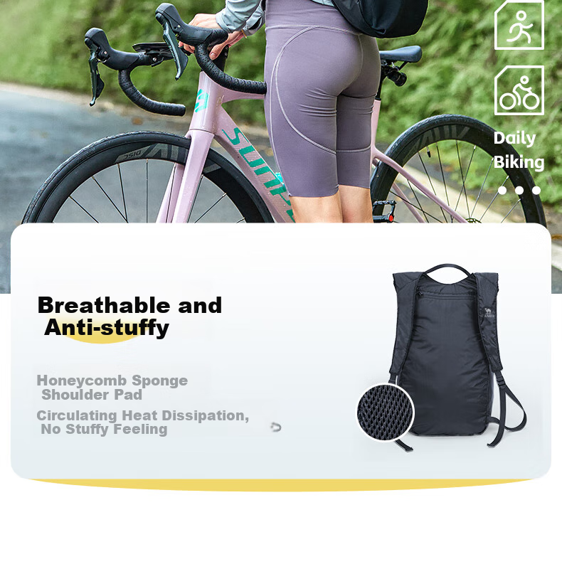 CAMEL Outdoor Cycling Backpack, Sports Rucksack, Lightweight Foldable Hiking Bag W9B318013B Black 8