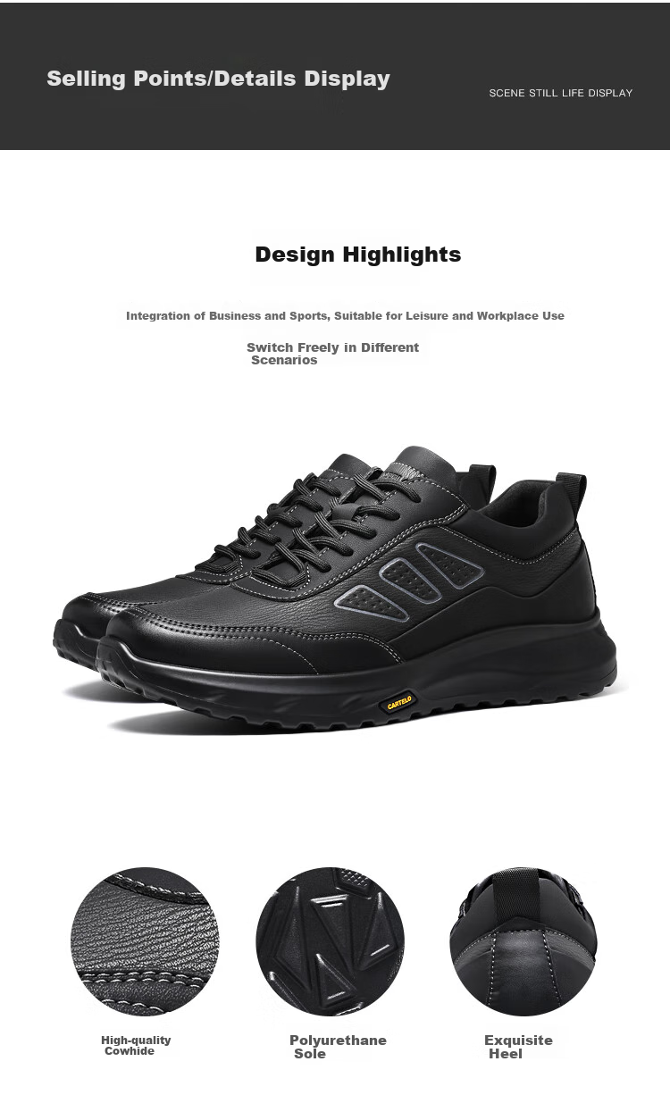 CARTELO Genuine Leather Men's Shoes, Business Casual Sports New Style for Autumn And Winter, Soft Thick-Soled Versatile Commuter Work High-End Black 9