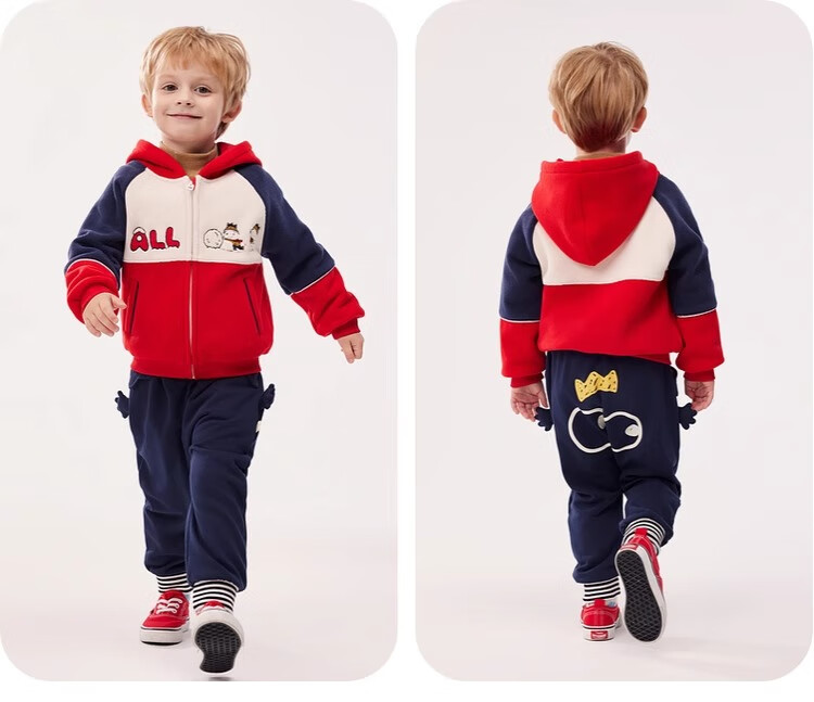 Allo&lugh Kids Knit Cartoon Casual Fleece-lined Long Pants Navy Blue Size 100 16