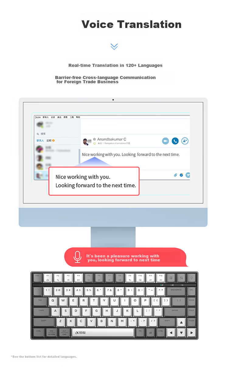 IFLYTEK AI Keyboard K1 with DeepSeek-R1 [Membrane Keyboard 84 Keys] Wireless Keyboard AI Writing Q&A Smart PPT Full Anti-Ghosting Three-Mode Connectio 9