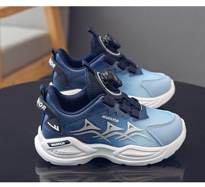 Warrior Boys' Sports Shoes, Spring And Autumn Style, Soft Sole, Breathable Children's Running Shoes, WZ(CL)-1070, Black/moon, Size 36 3