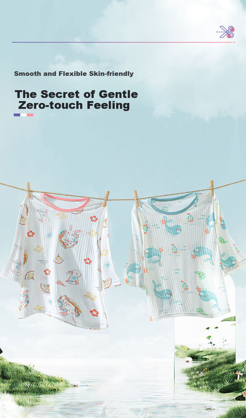LangSha Children's Pajamas, Boys And Girls Summer Thin Sleepwear Set, Baby Home Wear, Big Kids Three-Quarter Sleeve Air Conditioning Clothes, Size 140 8