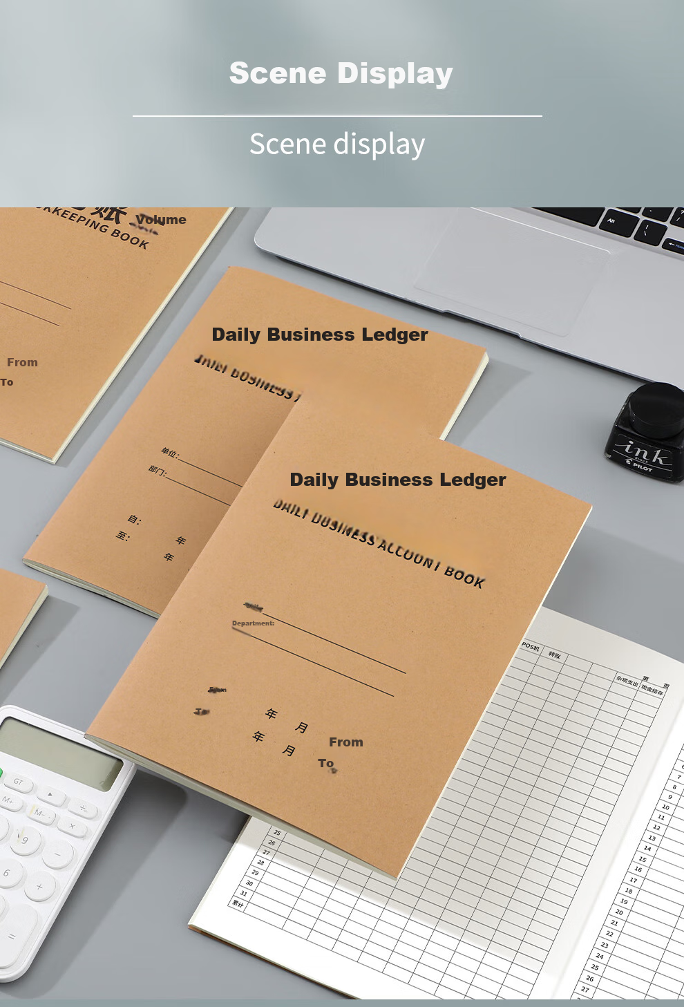 Jiaranheng 3-Pack B5 Kraft Paper Daily Business Ledger, Kraft Paper Physical Store Income Detail Book, Cash Diary, Expense And Income Book, Company Financial Accounting Book 9