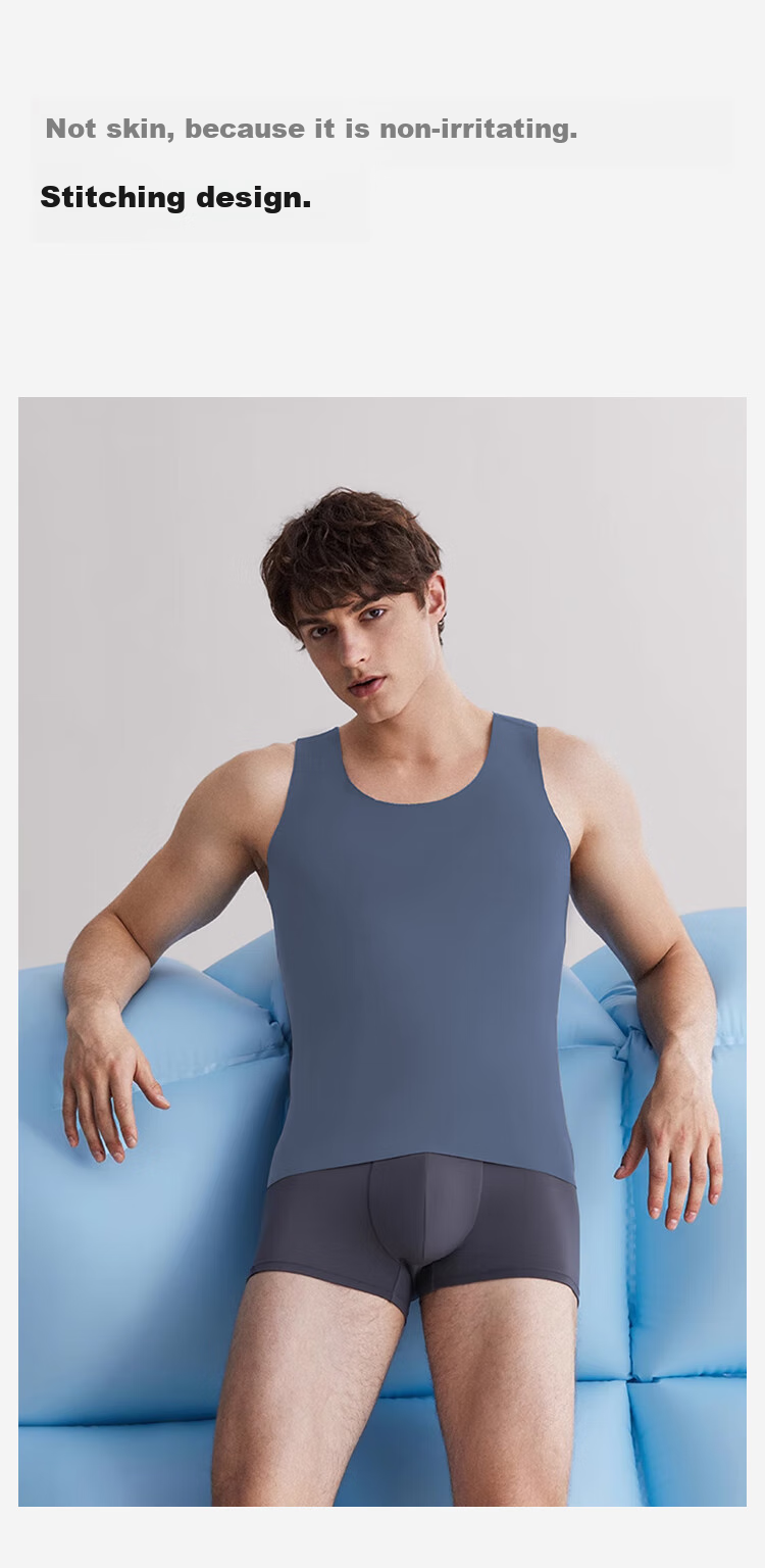 JOAE Ultra-Soft Modal Men's Tank Top, Ice Silk Seamless, Cut-To Sleeveless Undershirt, Breathable High-Elasticity Gray L 7